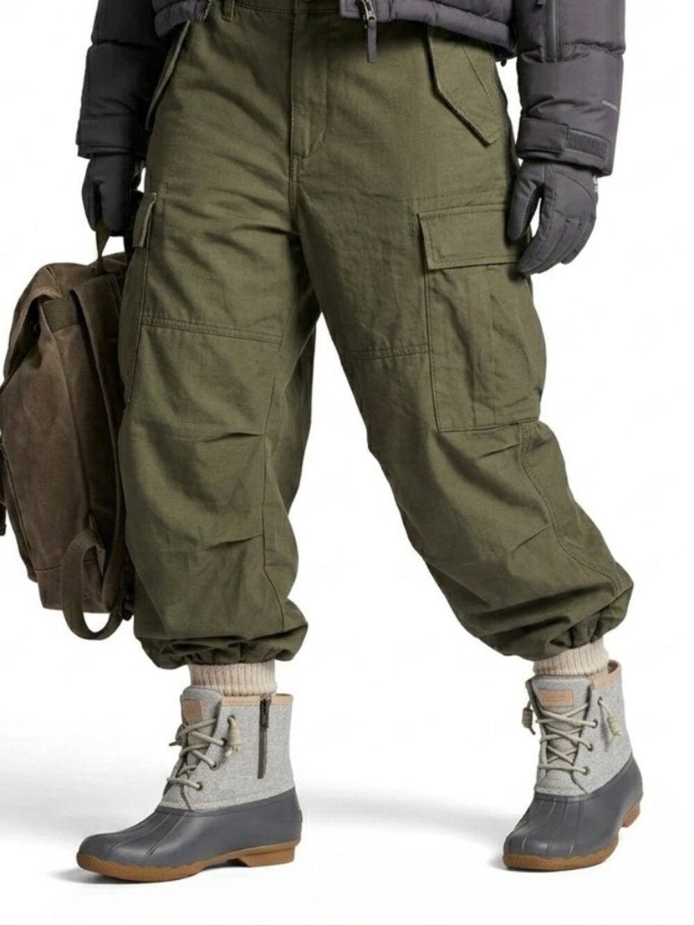 Sperry Saltwater Duck Boot Quilted Grey Canvas Rain Snow Boots Sz 11